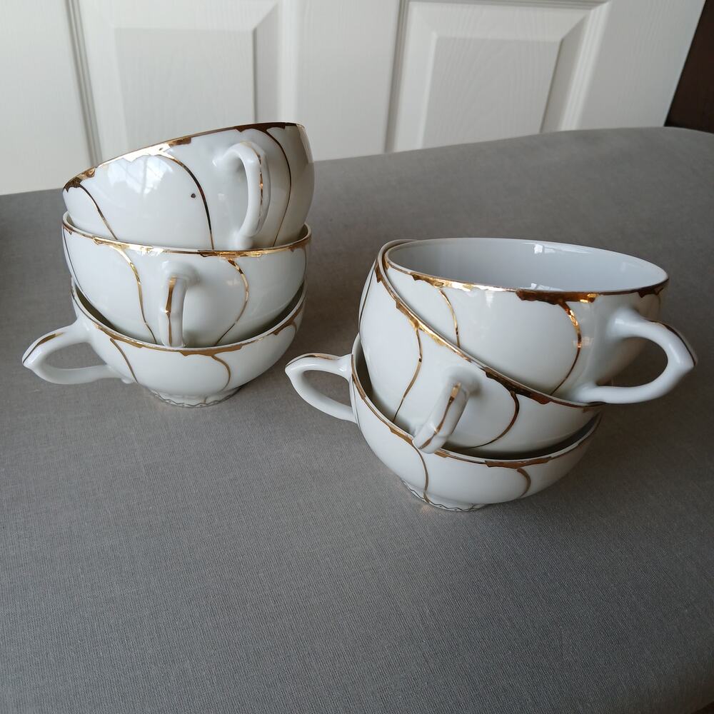 Inarco INA5 teacup replacement porcelain china white hand painted gold - Picture 9 of 11